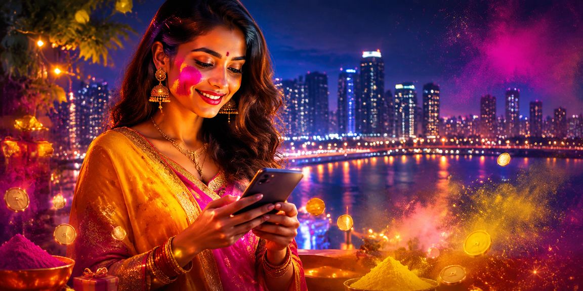 Festive Mumbai Bandra street with mobile casino players